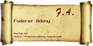 Fuderer Adony névjegykártya